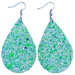 Faux Leather Teardrop Dangling Earrings Sparked